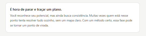 Exemplo do feedback personalizado gerado pelo Raio-X de Carreira